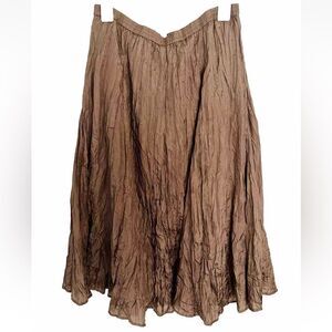 Garnet Hill Crinkle 100%Silk Maxi Skirt Campan clasic flare Women’s 12p